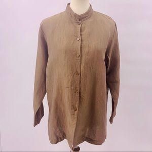 Eileen Fisher Mandarin Linen Blend Lagenlook Top L